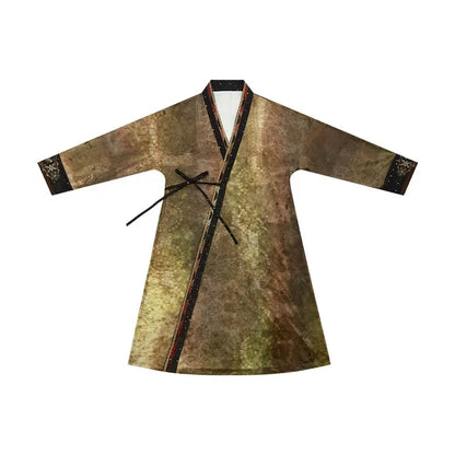 [floating gold honeysuckle] bronzing straight neck cardigan velvet collar long shirt han HanFuDreams Hand-neck gown (improved) S