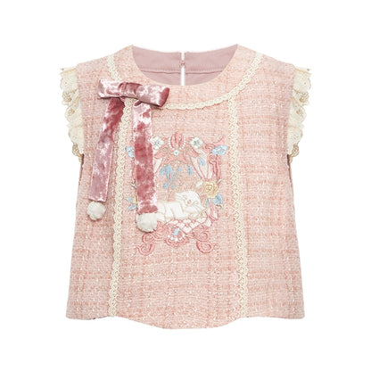 More than thirteen [cat edelweiss] round neck vest short horse face set modern HanFuDreams Crew neck vest S