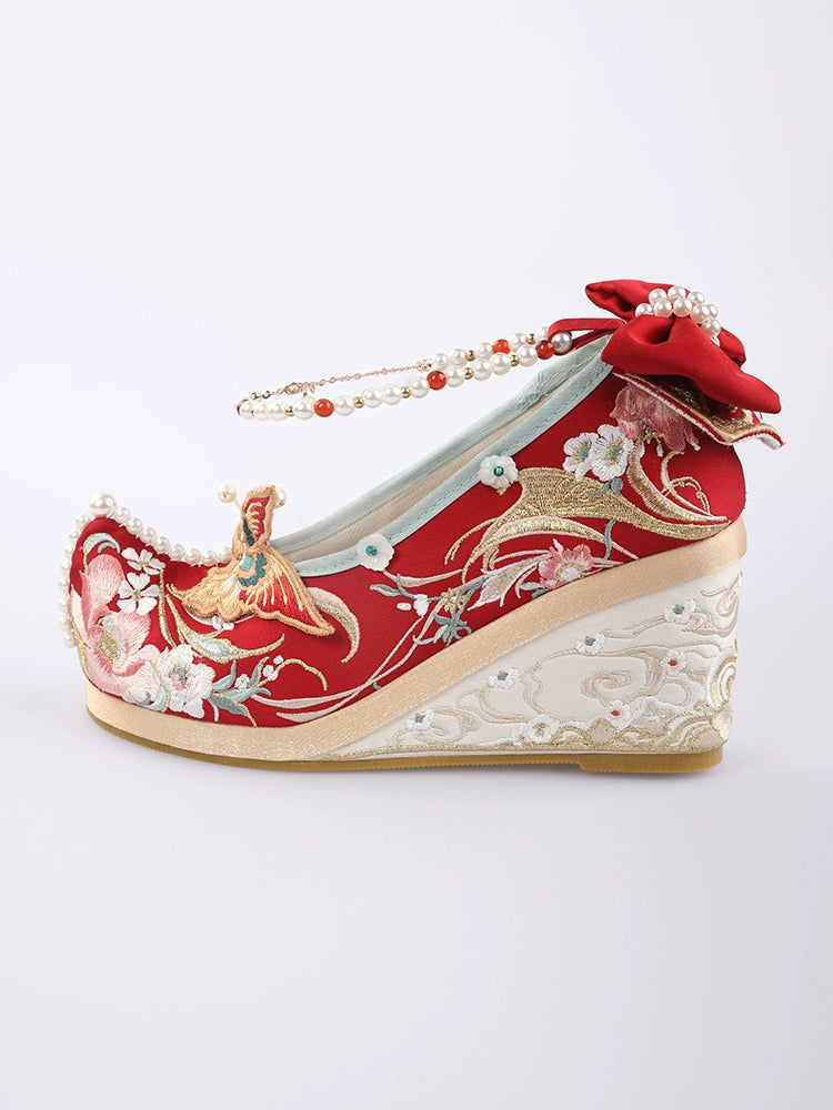 More than thirteen [鸾凤仙羽] embroidered Hanfu wedding shoes women accessories HanFuDreams