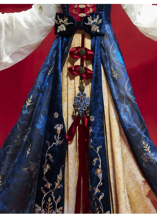 More than thirteen [Banquet of Red Apples] red and blue embroidered ribbon accessories