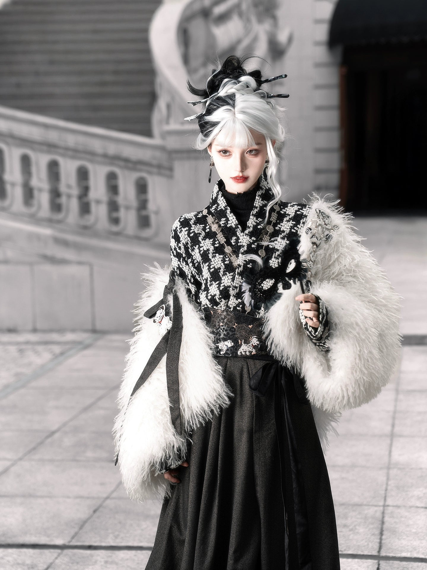 More than thirteen [Disney, Kuila - Black and White Witch] thousand bird grid two skirts modern HanFuDreams