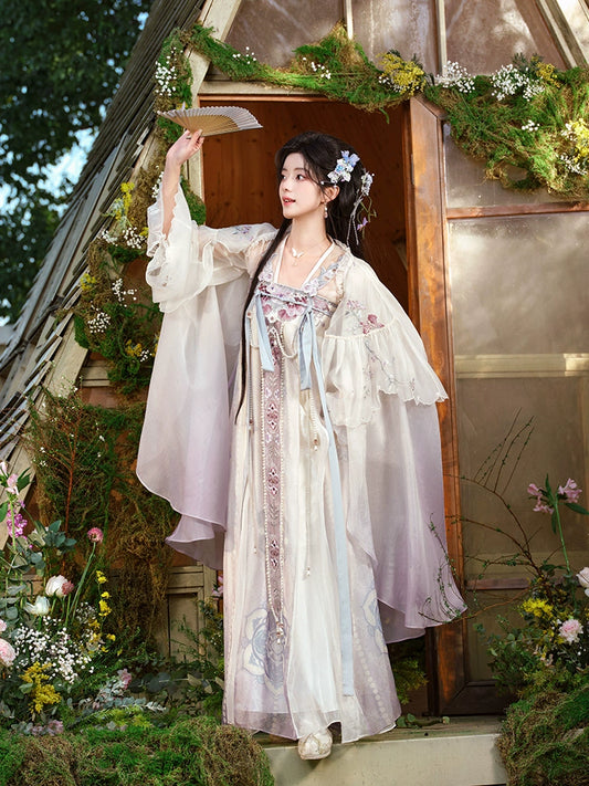 More than thirteen [Moon Hidden Flower Dynasty] Cloak Cardigan Chest-length Broken Skirt Hanfu Women ming HanFuDreams