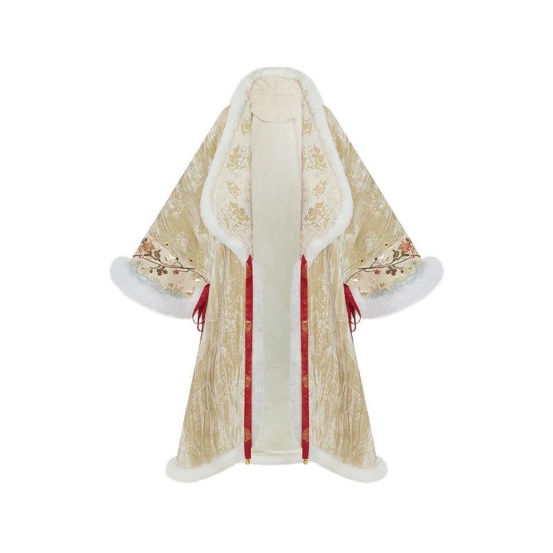 More than thirteen [Yujing Hibiscus] plush medium and long cloak jacket han HanFuDreams jacket M