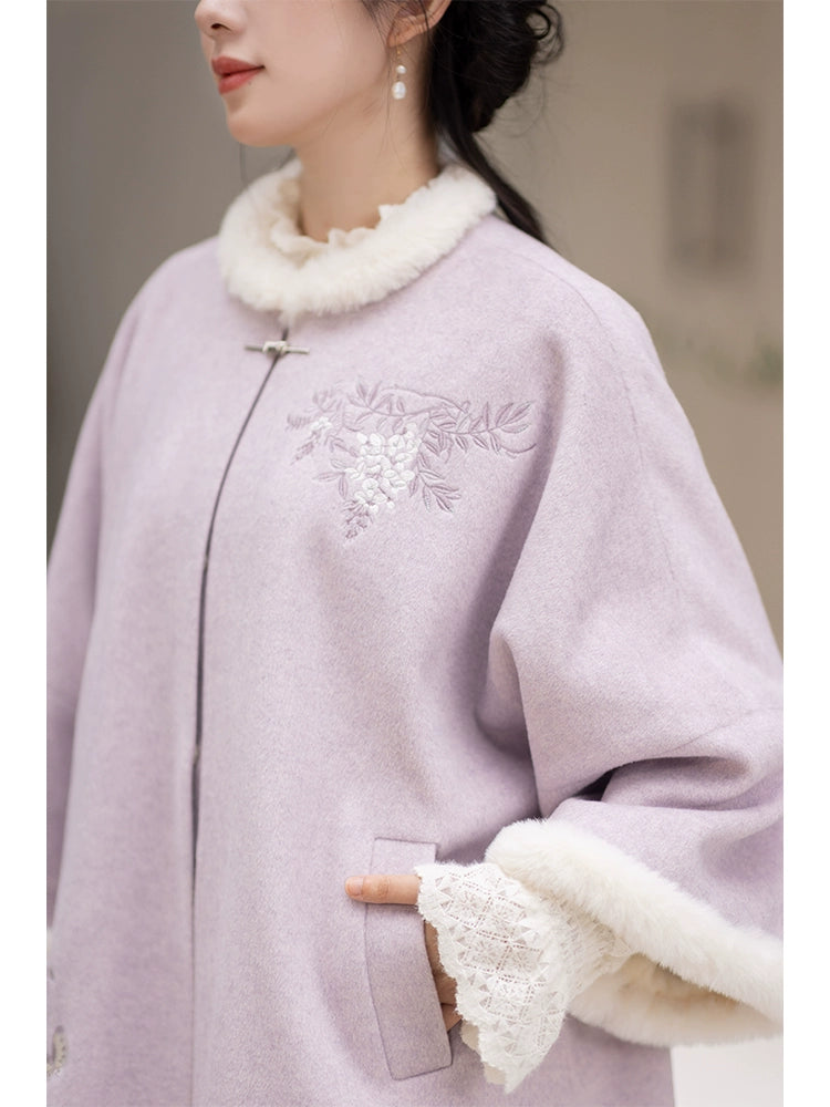 Chi Xia [Wisteria Butterfly Language] Fleece Arctic Fleece Long Jacket Ming ming HanFuDreams