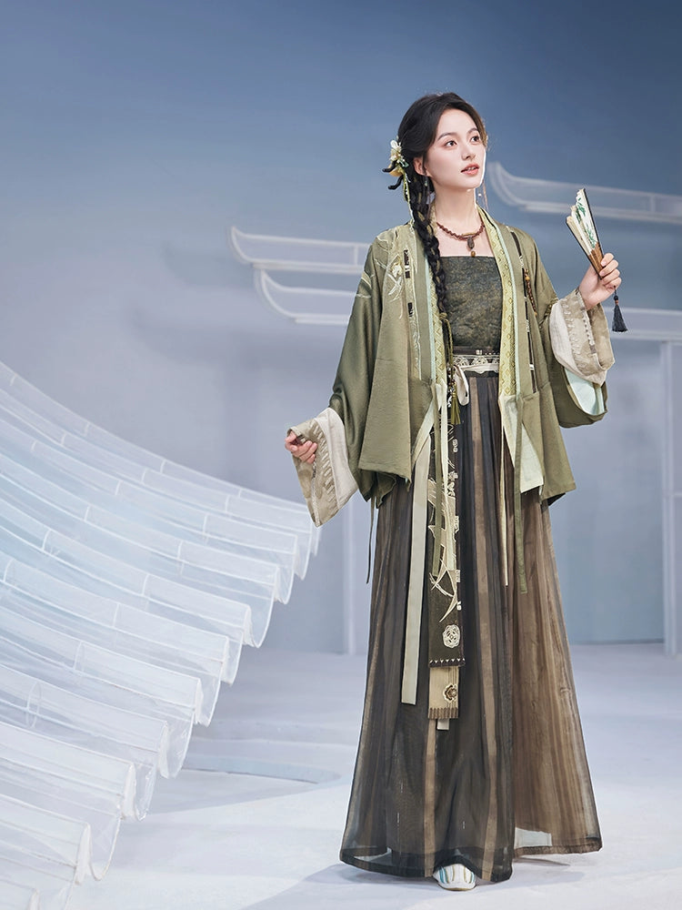 More Than Thirteen [Plants and Plants] Tencel Jinyu Folded Skirt Autumn modern HanFuDreams