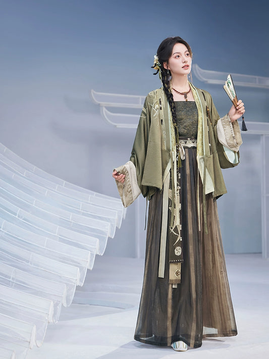 More Than Thirteen [Plants and Plants] Tencel Jinyu Folded Skirt Autumn modern HanFuDreams