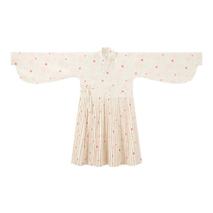 Chi Xia [Flower Tea Party] Square collar than a long shirt Ming ming HanFuDreams Pink polka dot sticker long shirt S