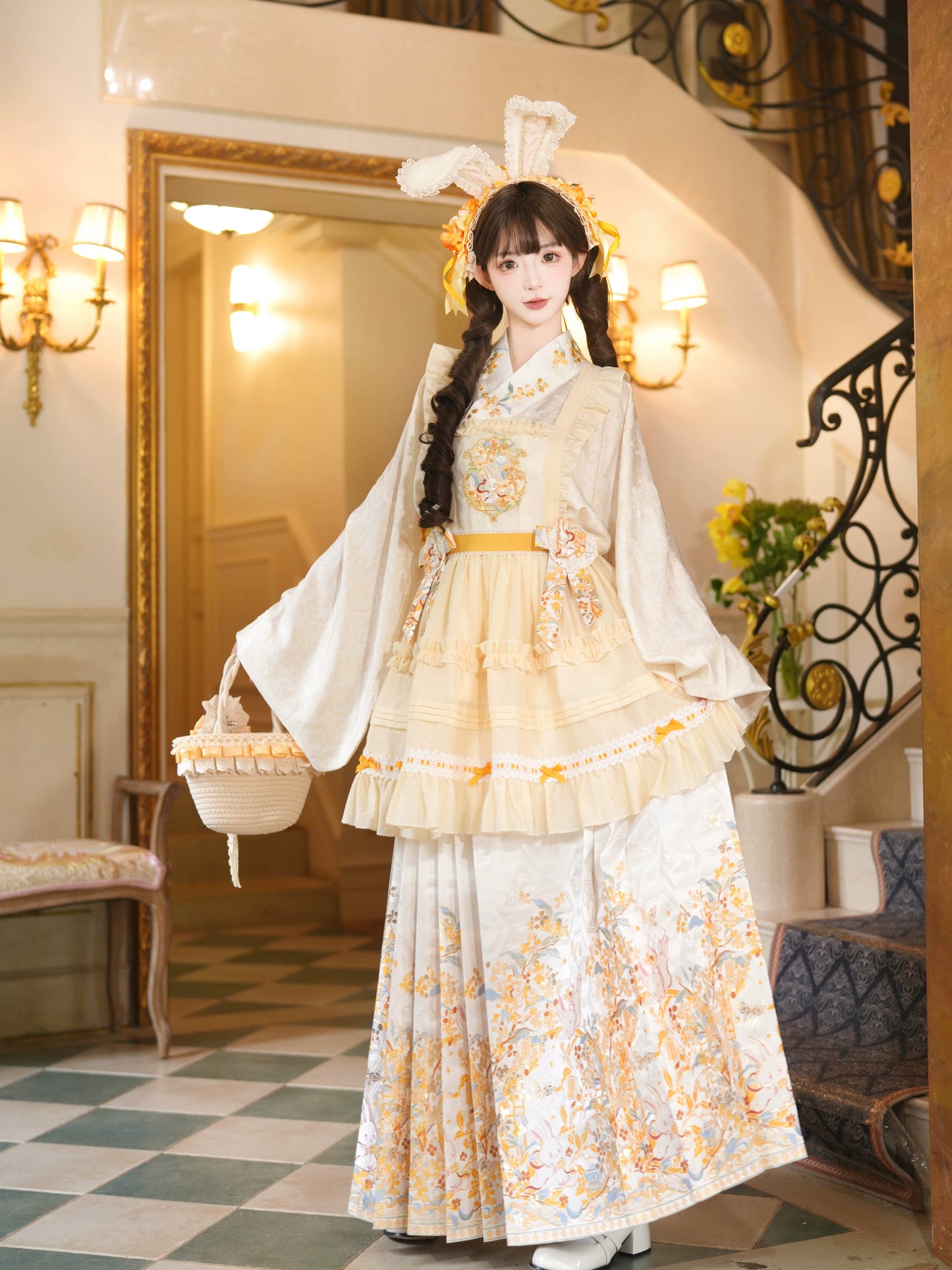 Flower Fairy Story [Golden Branch Rabbit Shadow] Pipa Sleeve Horse Dress Han Yang Eclectic Han han HanFuDreams
