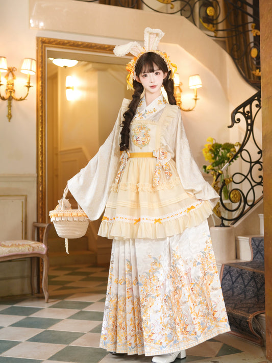 Flower Fairy Story [Golden Branch Rabbit Shadow] Pipa Sleeve Horse Dress Han Yang Eclectic Han han HanFuDreams