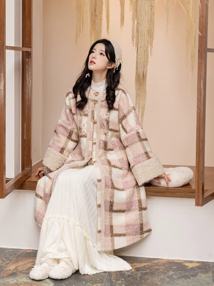 Chi Xia [Rose Keluli] Round neck plaid long jacket Han han HanFuDreams