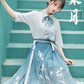 Short shirt gradual change eight points horse skirt hanfu han