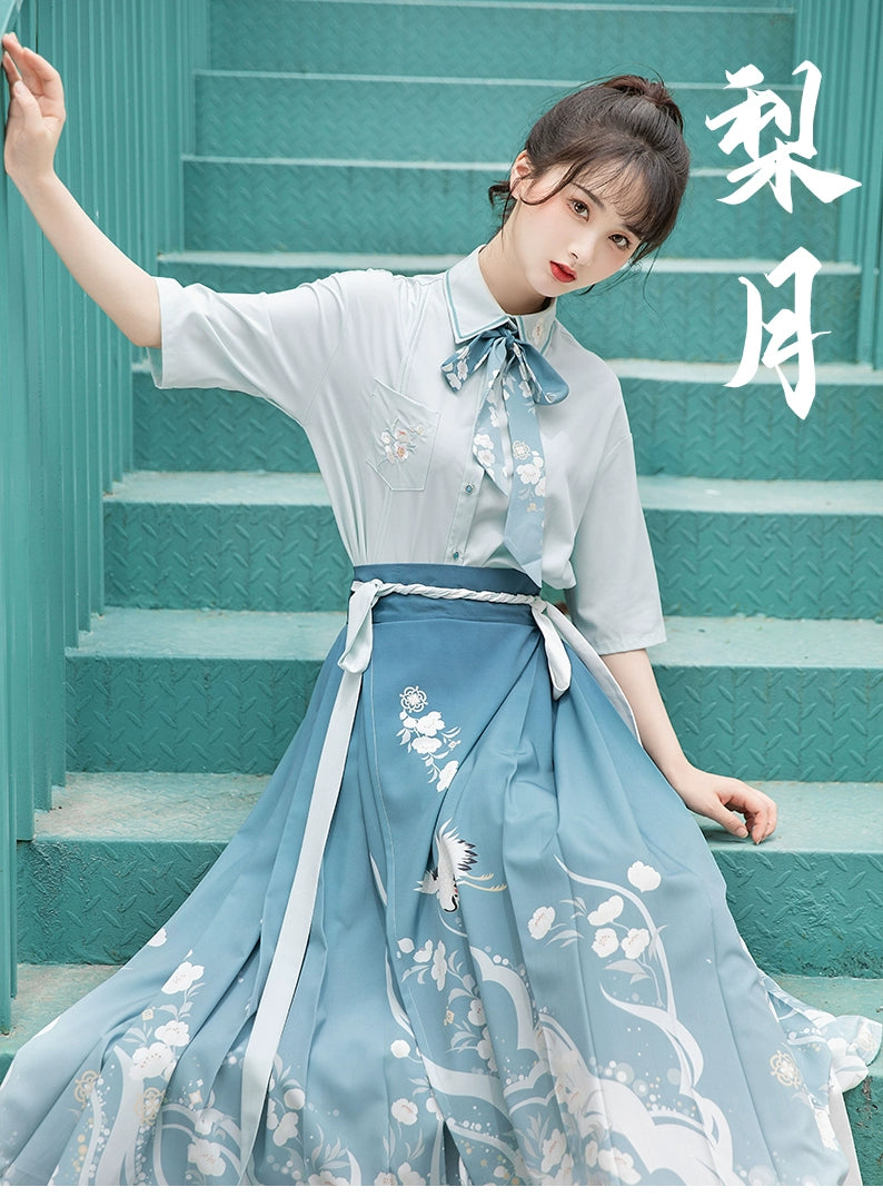 Short shirt gradual change eight points horse skirt hanfu han