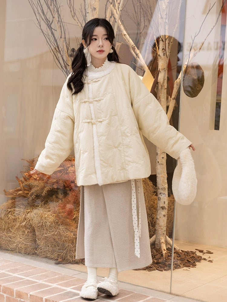 Chi Xia [Cloud Mist Tea] Tang-made round neck short jacket with two skirts