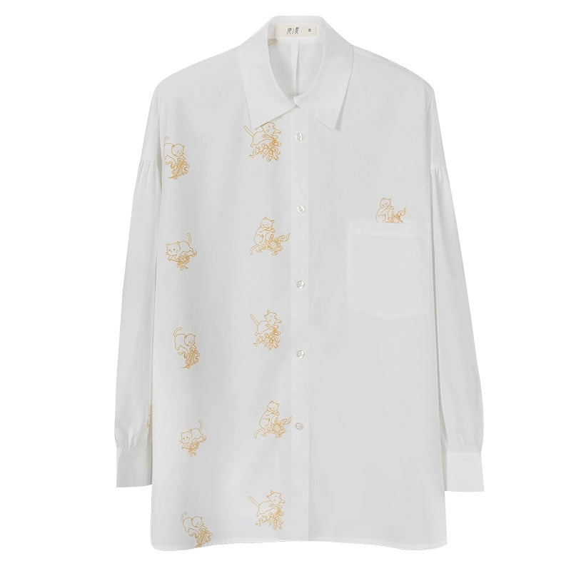 Han element horse dress Hanfu han HanFuDreams White long-sleeved shirt S