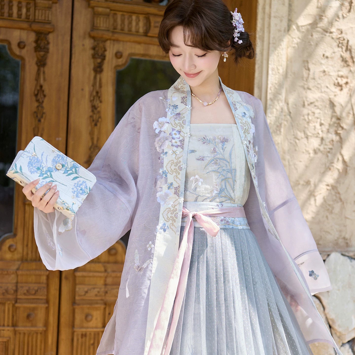 [xiaoshanyu] Hanfu Skirt Set in Polyester Cotton Blend song HanFuDreams three-piece set S