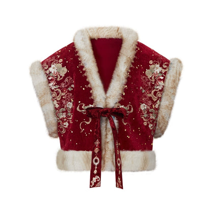 More than thirteen [Qingyang Xinghui] vest bronzing cardigan broken skirt printing silk