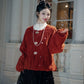 July Eve [Red Bean Puffs] Red Corduroy Jacket Skinny Skirt Han han HanFuDreams