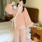 More than thirteen [Guiyun] plush pink pajamas jacket pajama pants modern HanFuDreams