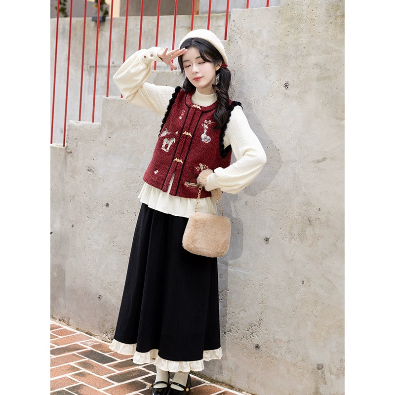 Chi Xia [Bogu Pony] velvet short than armor bottoming shirt six broken skirt