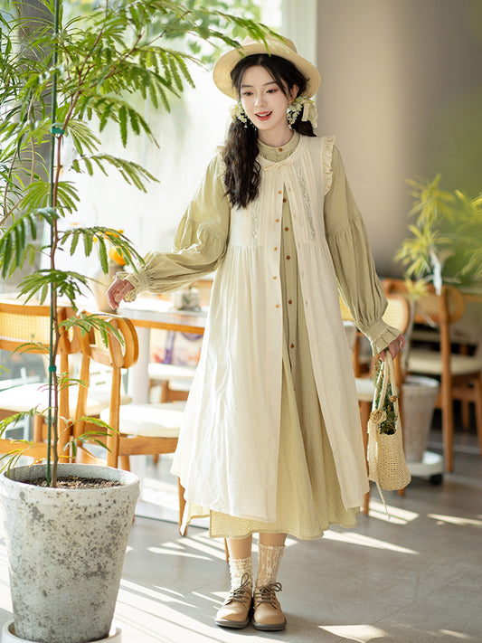 Han element cotton long than armor stand-up collar long shirt Hanfu