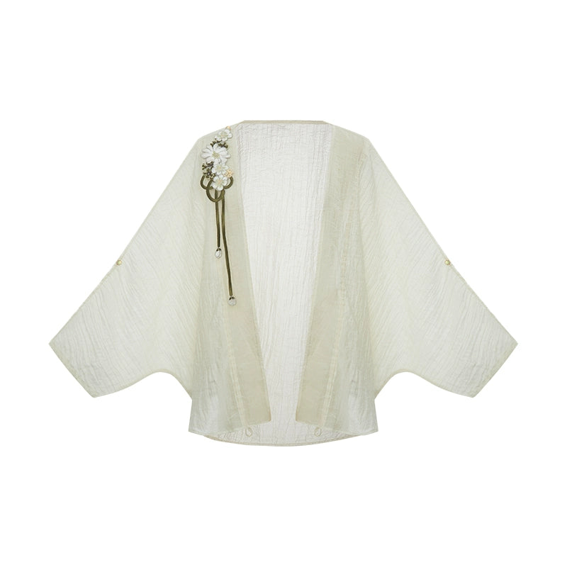 More than thirteen [spring bouquet] summer Tencel jacket embroidered suspender skirt dress modern HanFuDreams Cardigan (including accessories) S