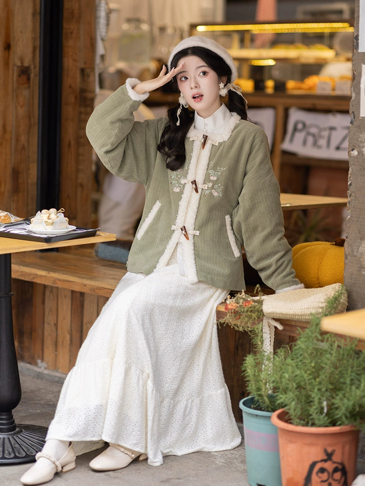 Han-style Short Jacket with Lace Skirt Hanfu