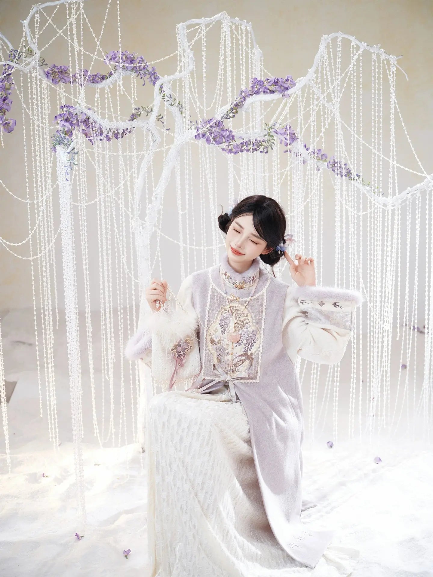 July Eve [Fujiao Moke] Embroidered Bijia Short Shirt Velvet Pleated Skirt han HanFuDreams short shirt + ratio + pleated skirt XS