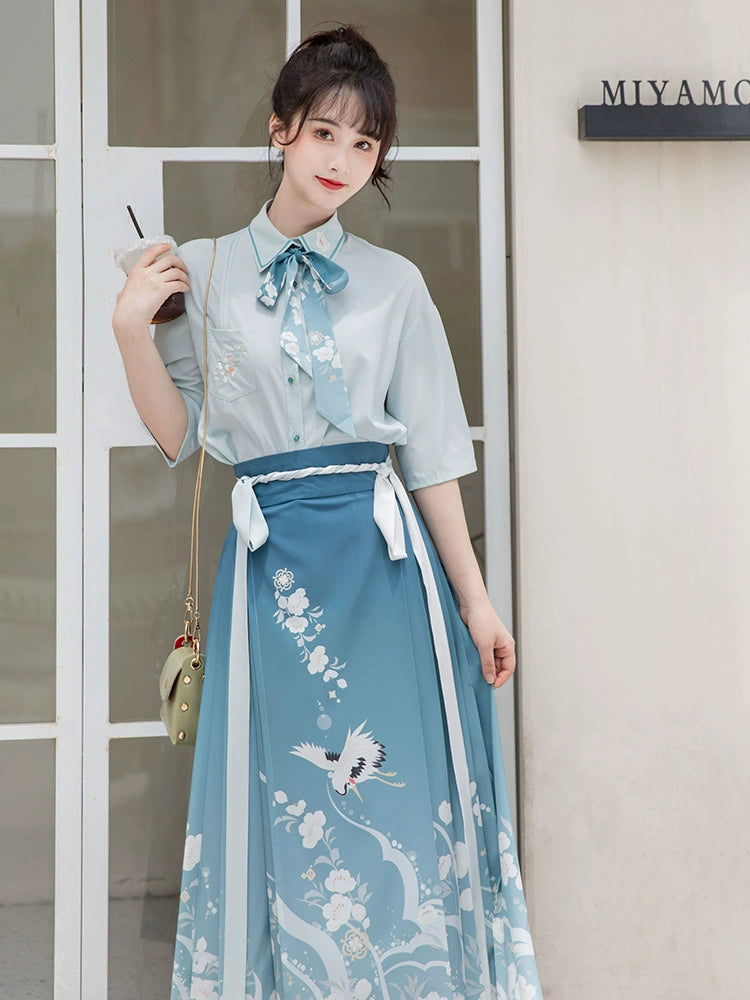 Short shirt gradual change eight points horse skirt hanfu han