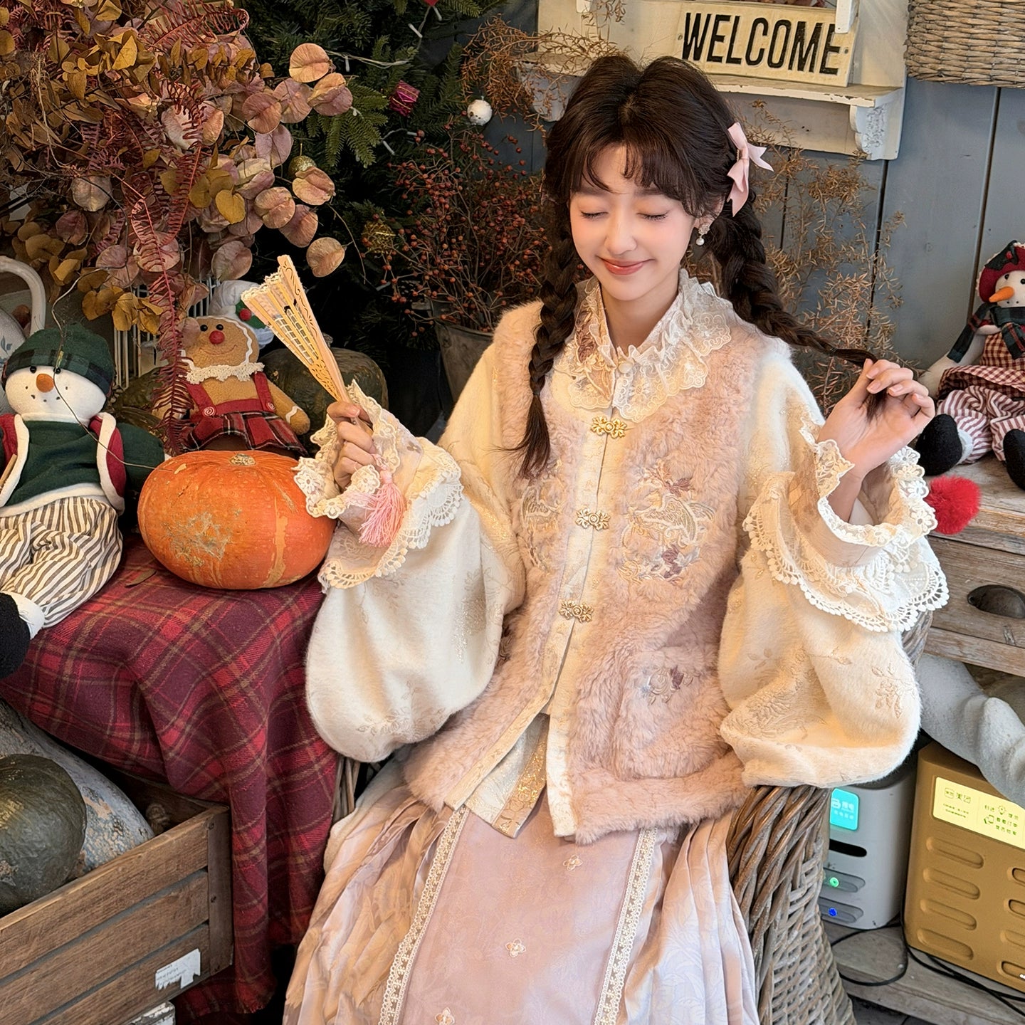 More than thirteen [white horse chaohua] embroidery than a hundred skirts set Han han HanFuDreams Three-piece set (excluding hair accessories) S