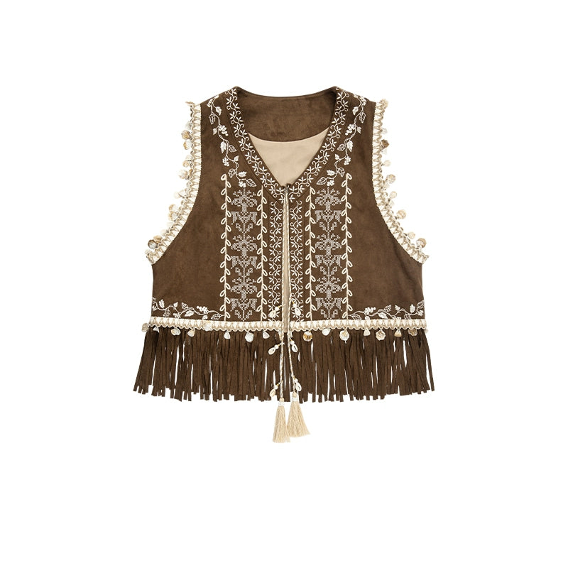 July Eve [Childish Autumn Notes] Embroidered cardigan small vest sleeveless short coat modern HanFuDreams Childish Autumn Kee, Bijia XS