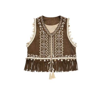 July Eve [Childish Autumn Notes] Embroidered cardigan small vest sleeveless short coat modern HanFuDreams Childish Autumn Kee, Bijia XS