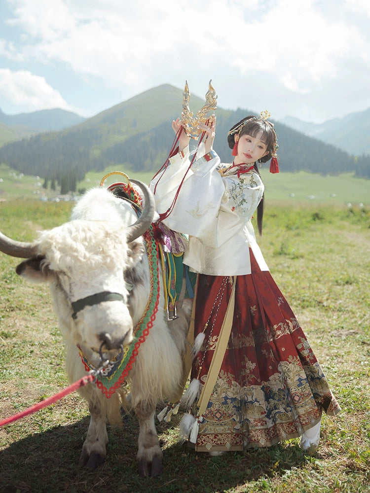 More than thirteen [Jiuyao golden branches] red horse dress Ming Hanfu women's autumn and winter ming HanFuDreams