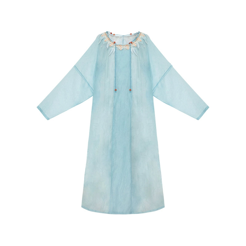 More Than Thirteen [Qingping wind] summer round neck printed lower skirt modern HanFuDreams Crew neck S