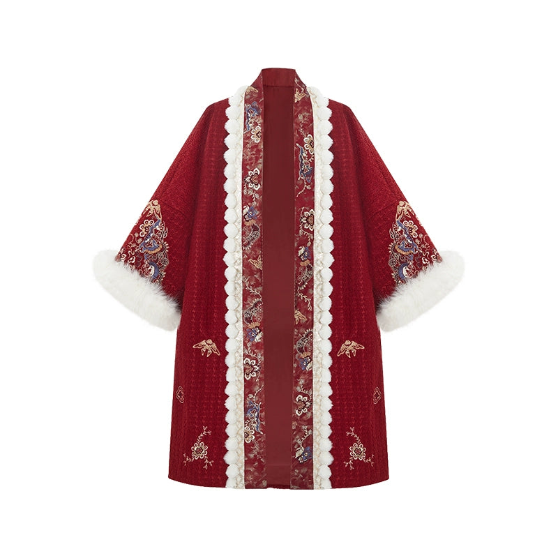 More than thirteen [Chi Yan] embroidered straight neck placket jacket imitation flocked shirt