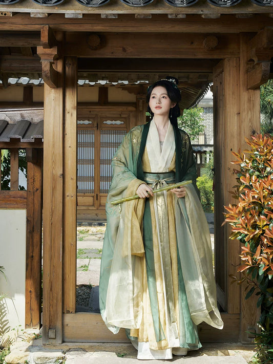 More than Thirteen [Bamboo] Elegant Song Style Hanfu Two-Piece Set HanFuDreams