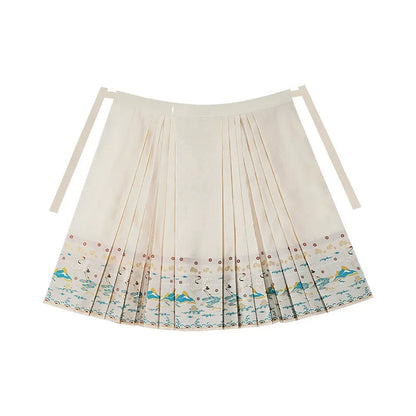 Hanfu Ming-Style Long Jacket and Horse Face Skirt ming HanFuDreams Fashion Milk yellow horse dress, in stock. S