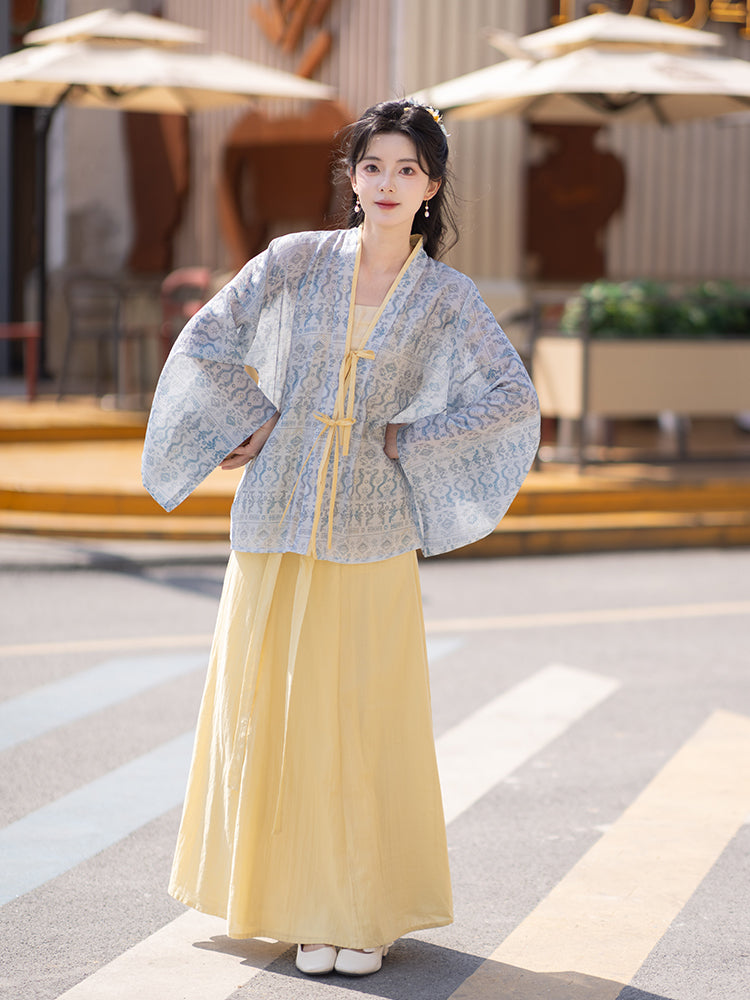 Jin tencel pleated clothes one piece broken skirt original hanfu jin HanFuDreams