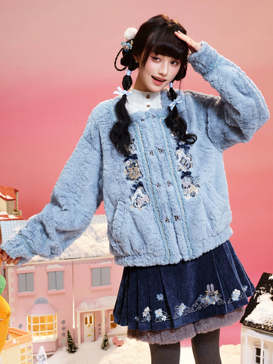 More than thirteen [plush rabbit police officer] winter cute plush jacket culottes modern HanFuDreams