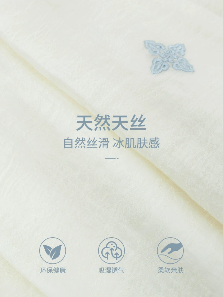 More than thirteen [daydream] national style embroidered white waist short-sleeved dress modern HanFuDreams