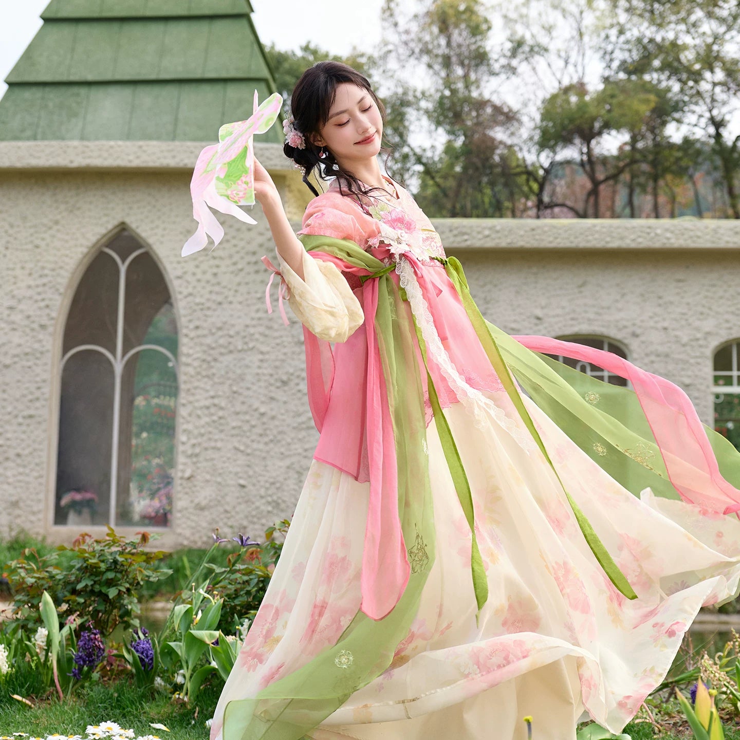 [Blossom] Floral Embroidery Hanfu Dress Set tang Shisanyu three-piece set XS