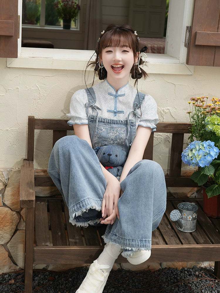 More than thirteen [thousand miles of wind] new Chinese top denim overalls modern HanFuDreams