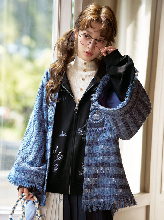 More than thirteen [indigo beads] Xiaoxiangfeng jacket embroidered denim cardigan modern HanFuDreams