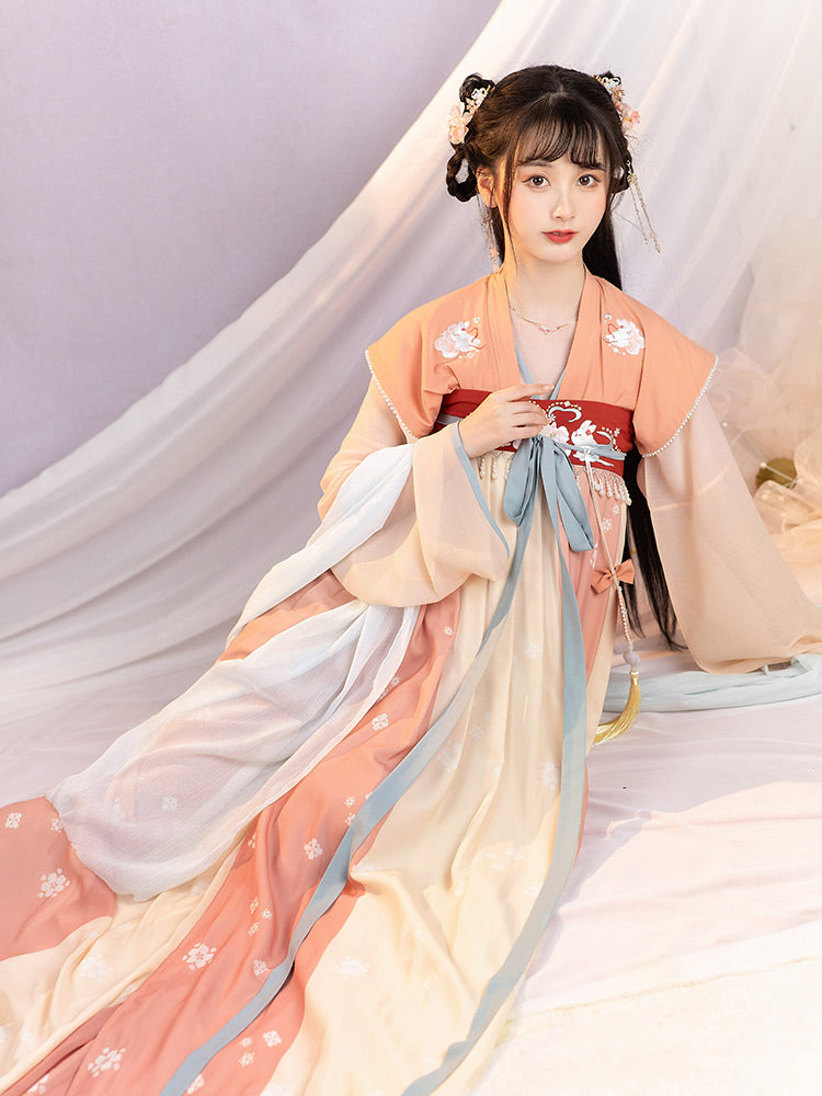 Tang Dynasty Back Short Shirt Chest Pleated Skirt Hanfu Women HanFuDreams