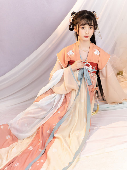 Tang Dynasty Back Short Shirt Chest Pleated Skirt Hanfu Women