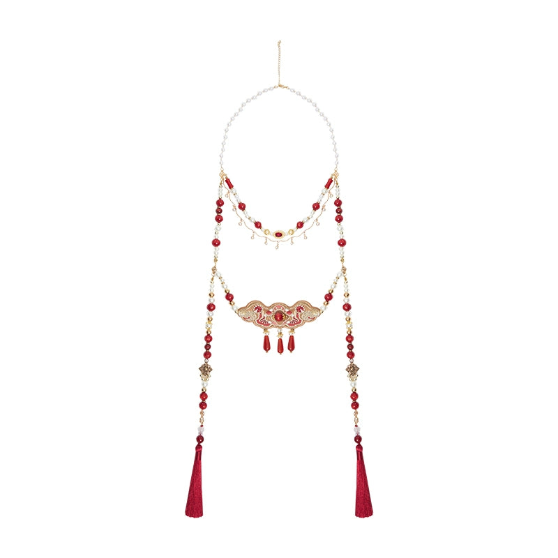 More than thirteen [Ode to Pepper Blossoms] red woolen jacket embroidered skirt modern HanFuDreams necklace S