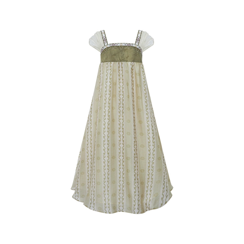 More than thirteen[vines]2025 versatile cool national style chest-length printed dress modern HanFuDreams dress S