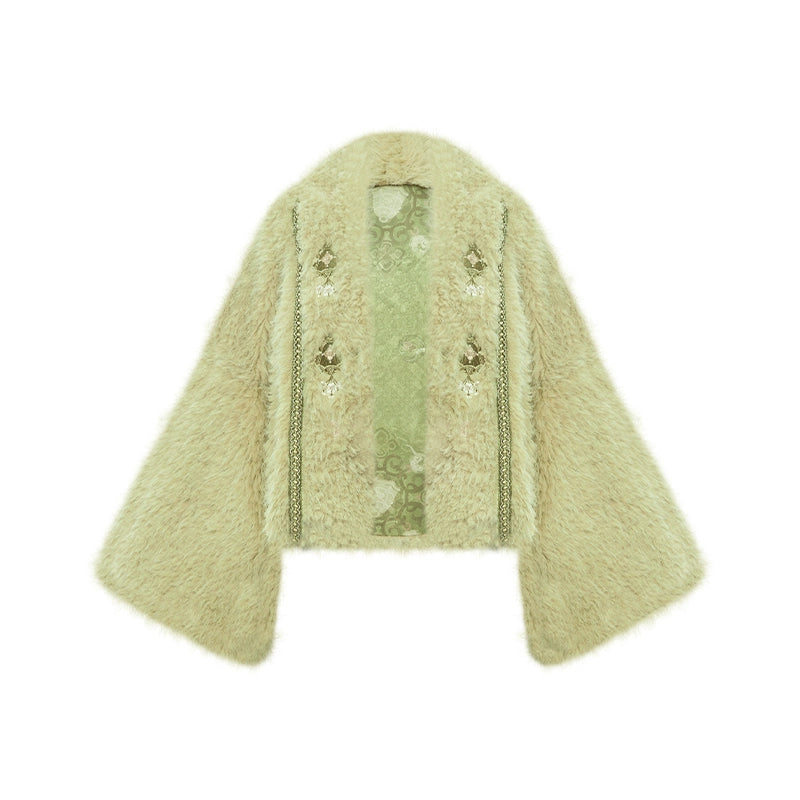 More than thirteen [Yaoshan Bell] plush jacket, velvet sundress, jacquard cardigan modern HanFuDreams coat S