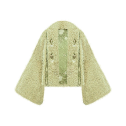 More than thirteen [Yaoshan Bell] plush jacket, velvet sundress, jacquard cardigan modern HanFuDreams coat S