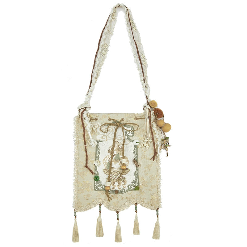More than thirteen [dream catcher] oblique span jacquard bag gourd accessories embroidery tassel accessories HanFuDreams Crossbody bag + gourd accessories, in stock.