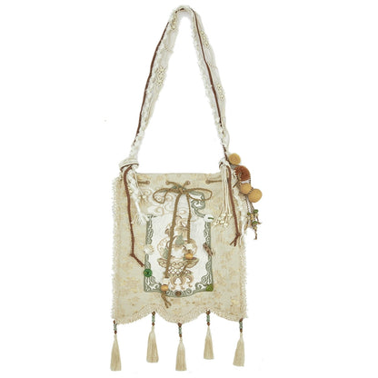 More than thirteen [dream catcher] oblique span jacquard bag gourd accessories embroidery tassel accessories HanFuDreams Crossbody bag + gourd accessories, in stock.